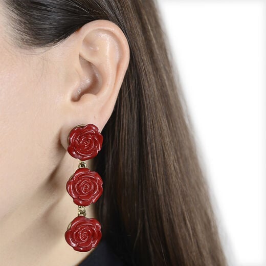 Red rose earrings